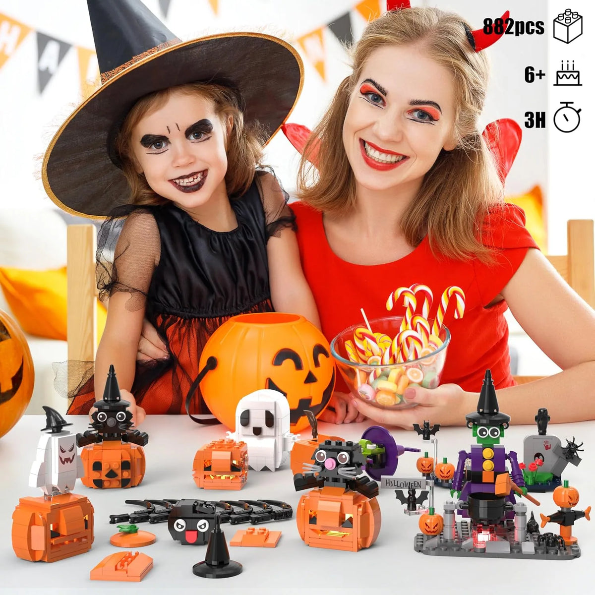 Halloween Pumpkin LED Building Set